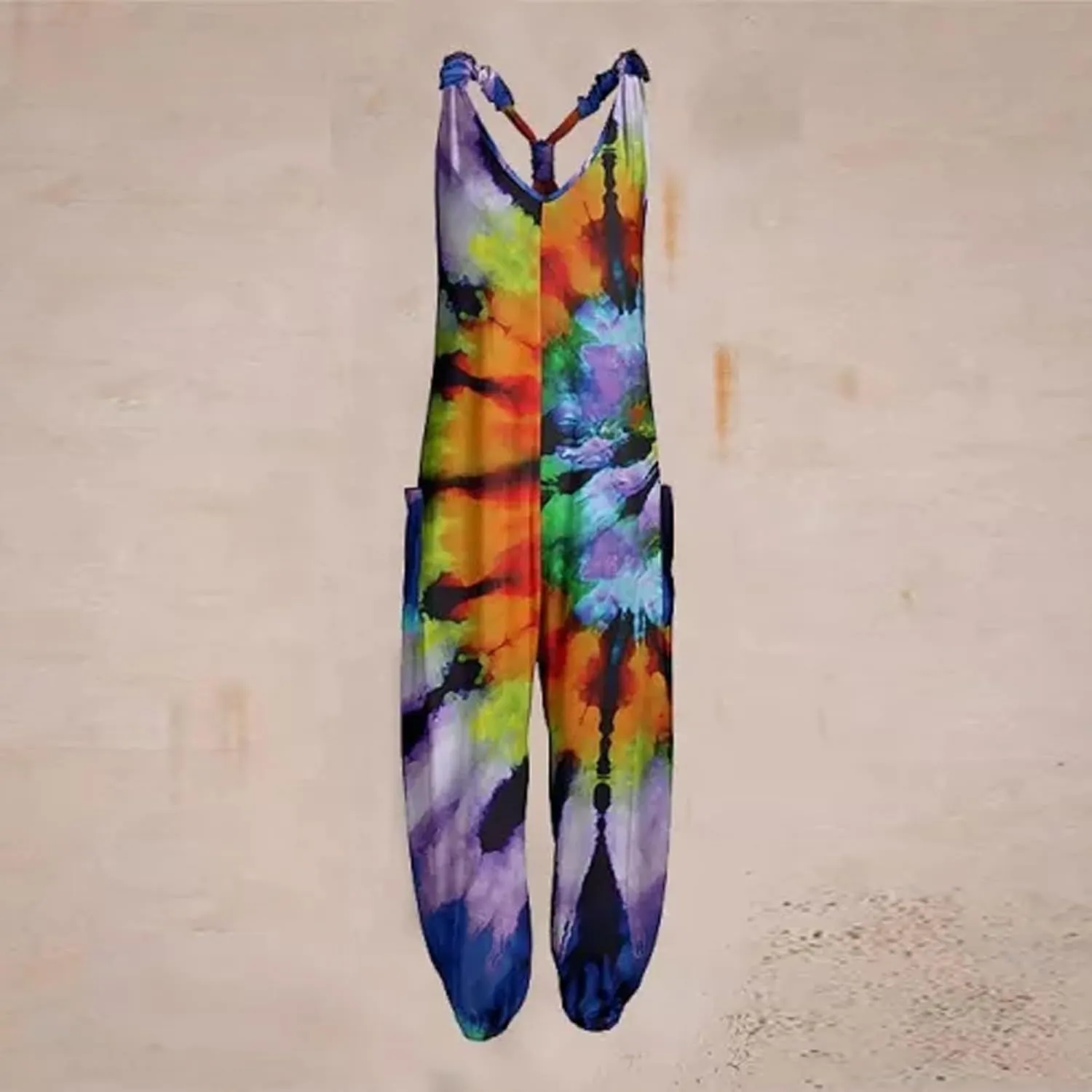 2025 Women Boho Overalls Plus Size Summer Fashion Jumpsuit Loose Fit Rompers Floral Printed Baggy Bohemia Harem Pants