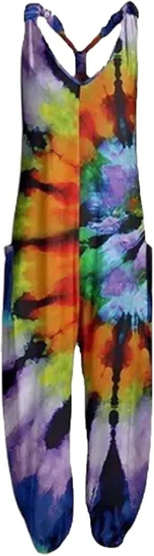 2025 Women Boho Overalls Plus Size Summer Fashion Jumpsuit Loose Fit Rompers Floral Printed Baggy Bohemia Harem Pants