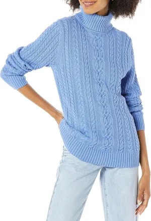 Amazon Essentials Women's Fisherman Cable Turtleneck Sweater (Available in Plus Size)