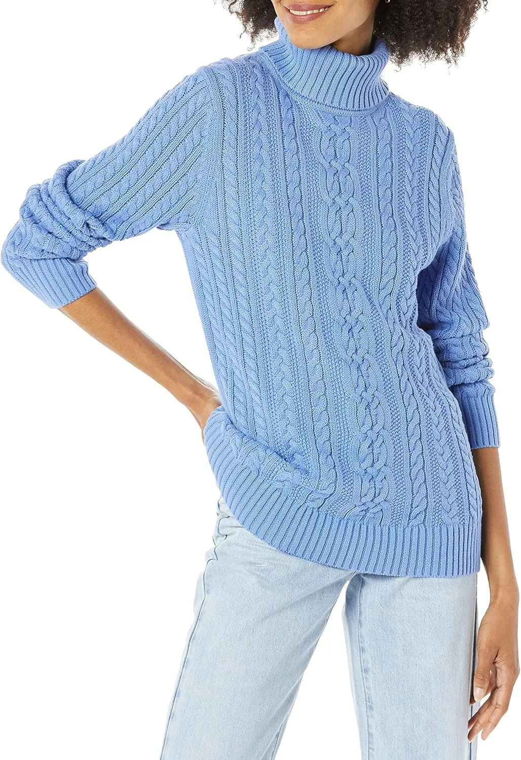Amazon Essentials Women's Fisherman Cable Turtleneck Sweater (Available in Plus Size)