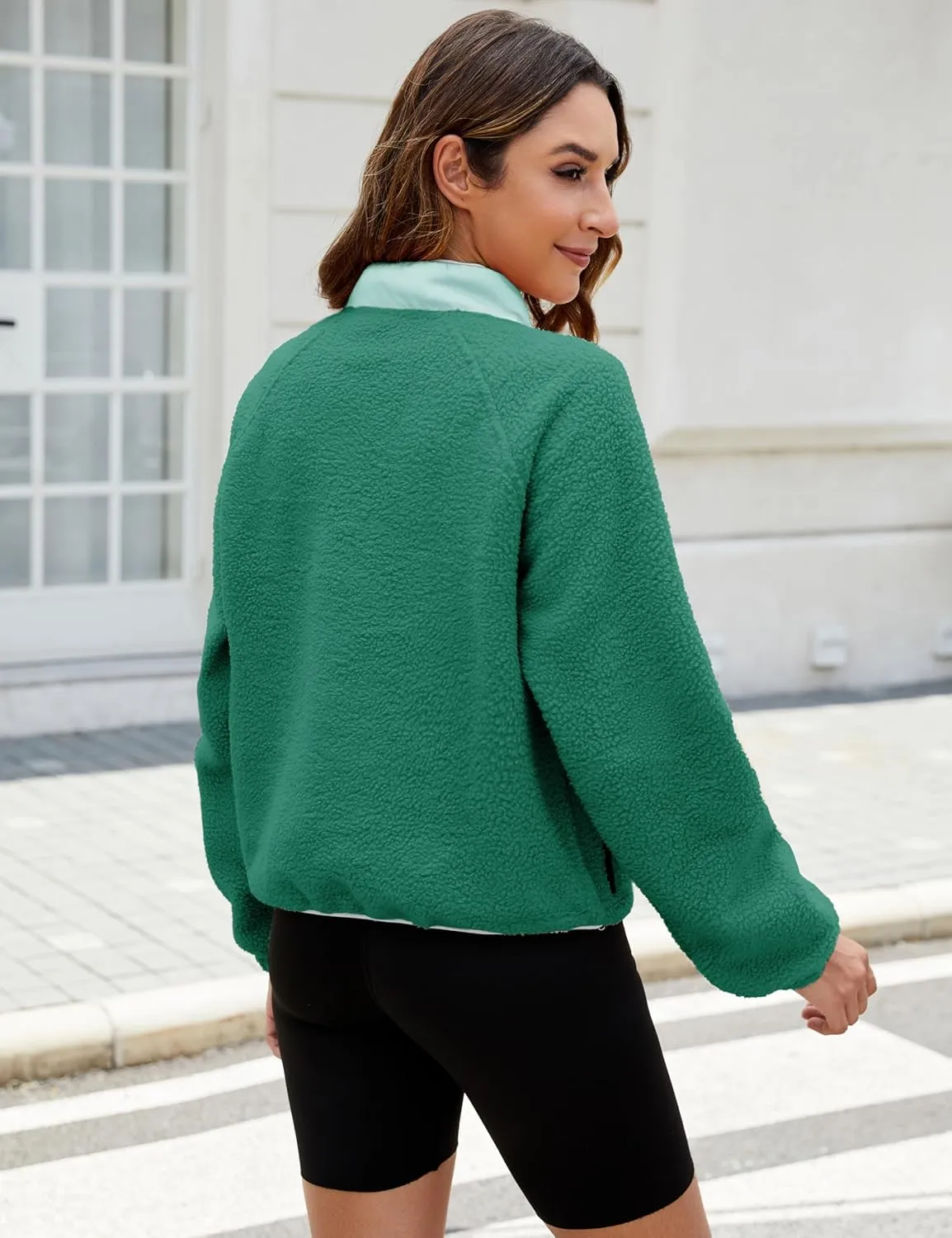 AMEBELLE Womens Lightweight Fleece Pullover Jacket Cropped Fall Winter Fuzzy Sherpa Jacket Sweatshirt Coat with Pockets