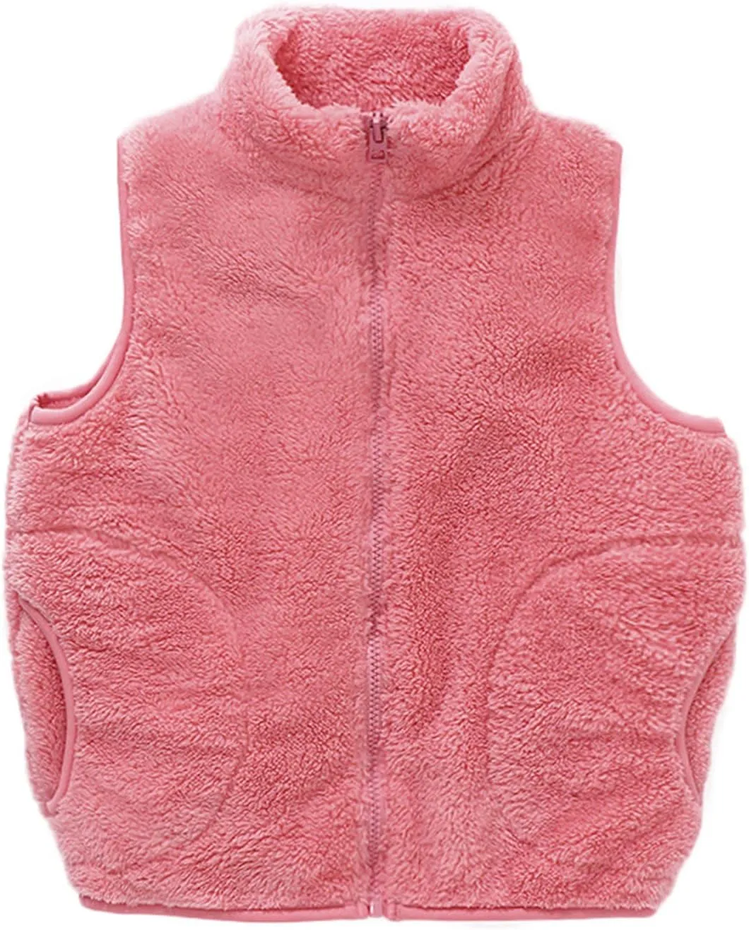 Boys Girls Sherpa Fleece Vest Full Zip Collar Sleeveless Jacket Kids Lightweight Windproof Coat Winter Warm Waistcoat