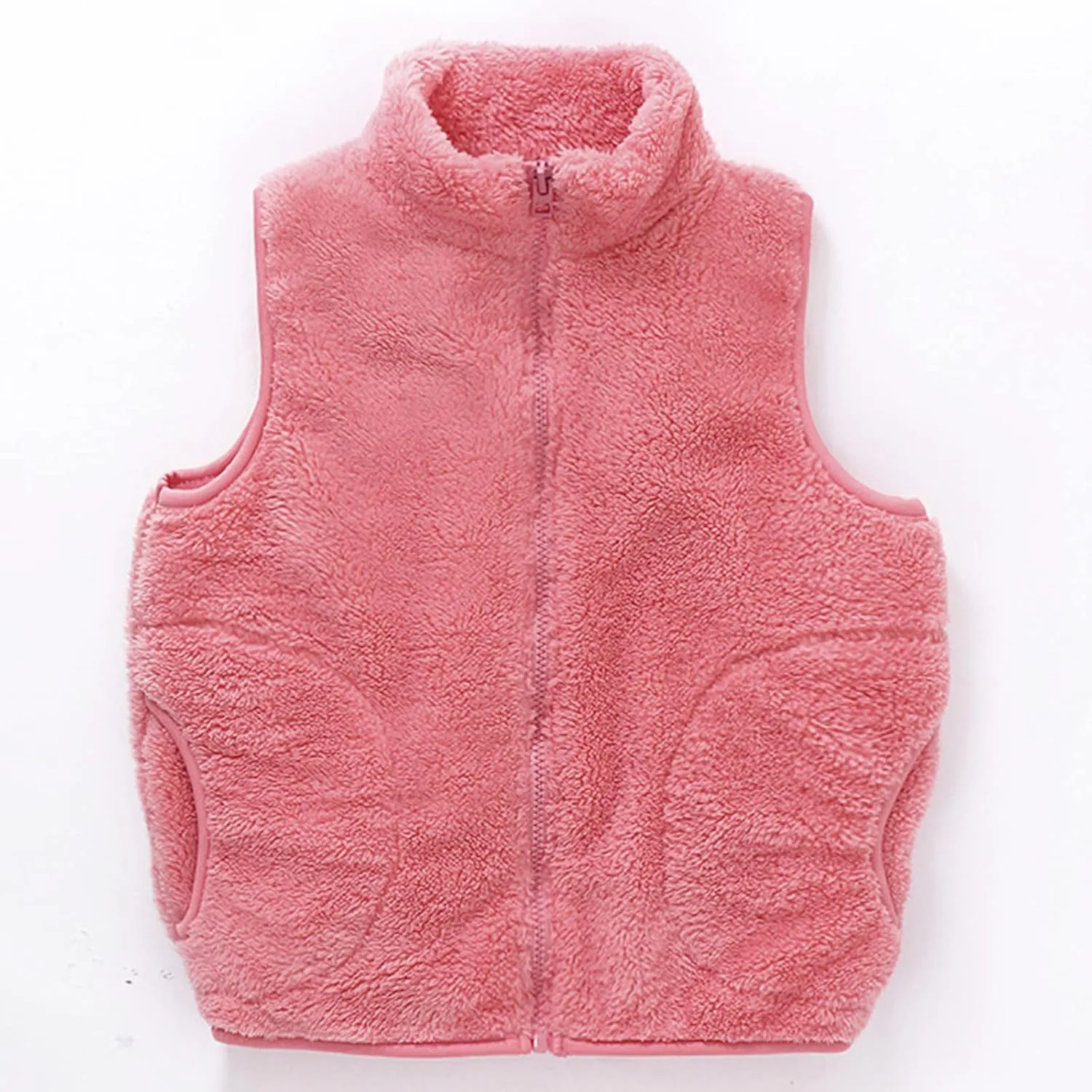 Boys Girls Sherpa Fleece Vest Full Zip Collar Sleeveless Jacket Kids Lightweight Windproof Coat Winter Warm Waistcoat
