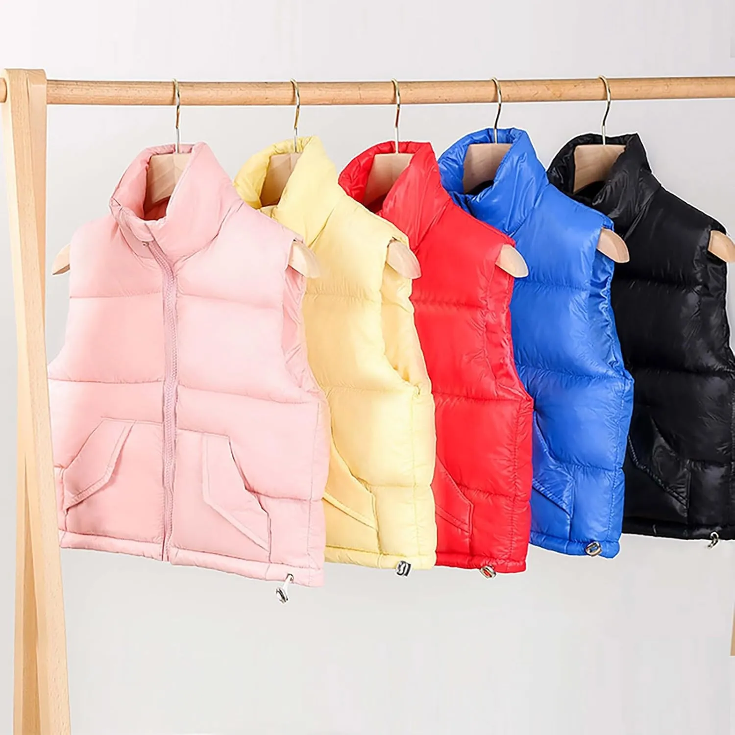 Boys Vest Puffer Baby Girls Winter Down Cotton Vest With Warm Outwear Coat Kids Stand Collar Down Puffy Vest