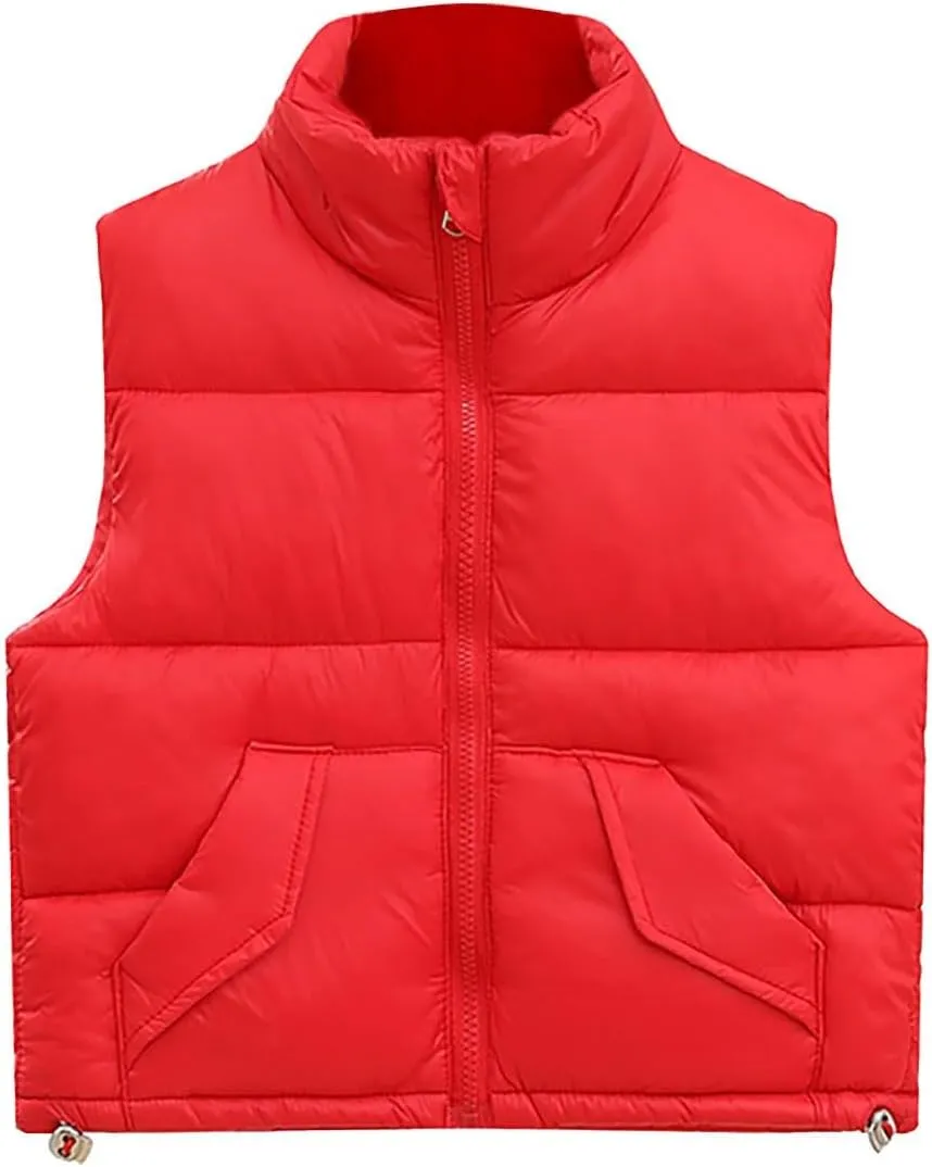 Boys Vest Puffer Baby Girls Winter Down Cotton Vest With Warm Outwear Coat Kids Stand Collar Down Puffy Vest