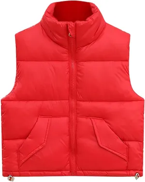 Boys Vest Puffer Baby Girls Winter Down Cotton Vest With Warm Outwear Coat Kids Stand Collar Down Puffy Vest