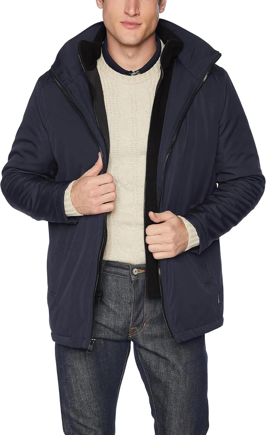 Calvin Klein Men's Hooded Jacket with Removable Bib