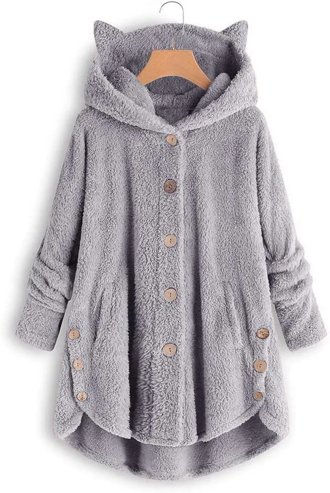 COTECRAM Winter Coats for Women 2023 Fashion Plus Size Sharpa Jacke Button Down Fleece Jacket Fuzzy Warm Hoodie Outwear