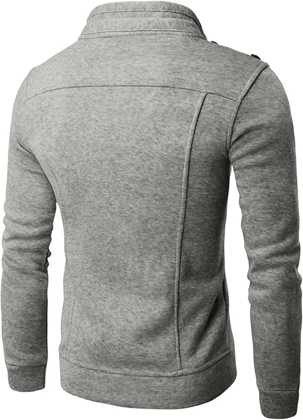 DuDubaby Men's Fashion Casual Loose Stand Collar Button Decorated Sweatshirt Jacket