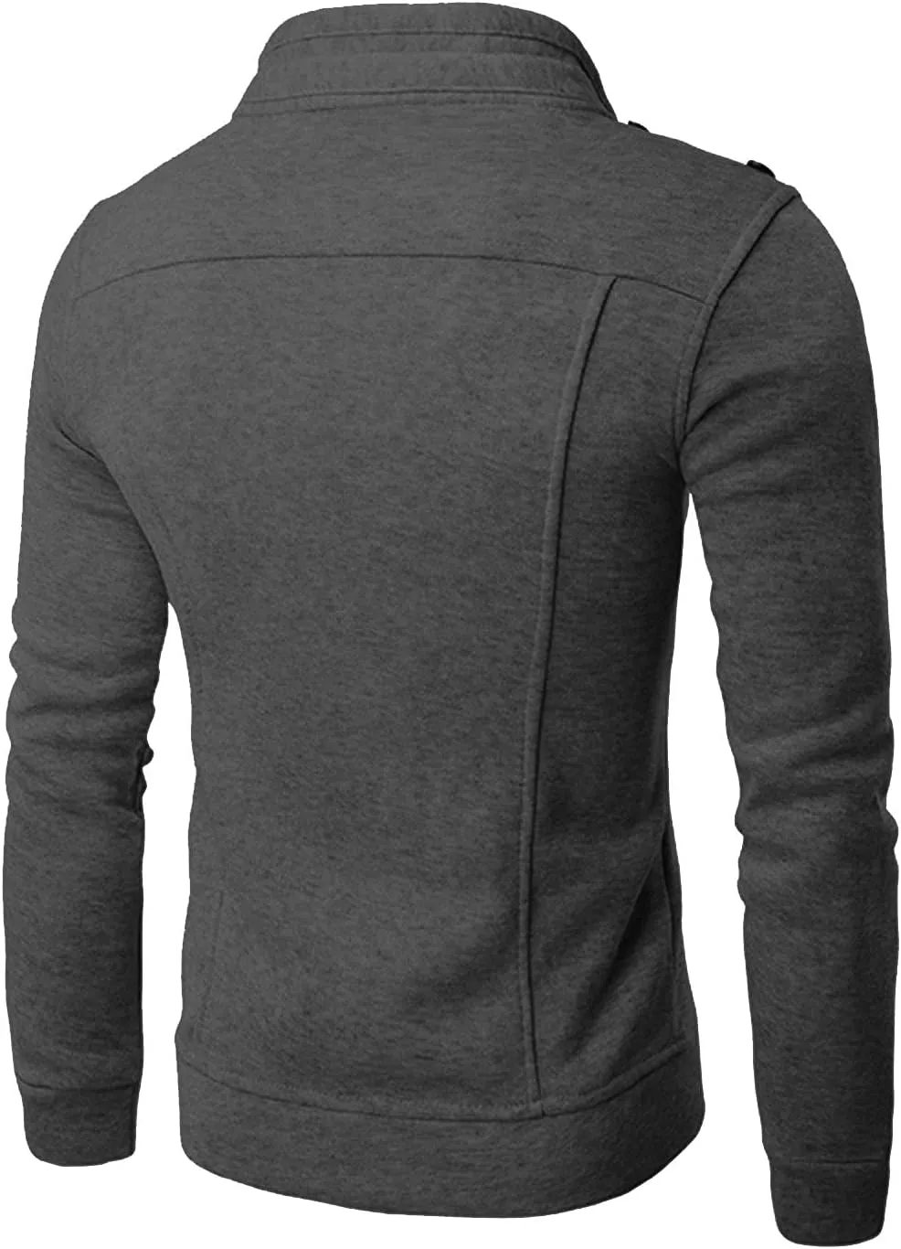 DuDubaby Men's Fashion Casual Loose Stand Collar Button Decorated Sweatshirt Jacket