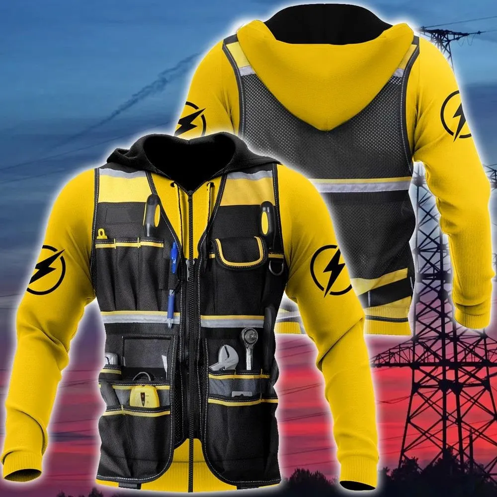 Electrician And Lineman Tool All Over Printed Sweatshirt Zip Hoodie Shirts