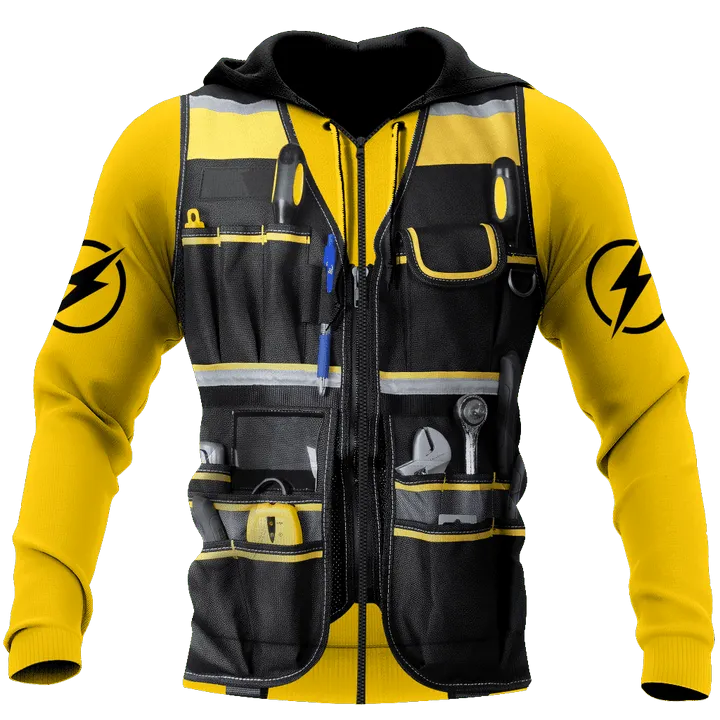 Electrician And Lineman Tool All Over Printed Sweatshirt Zip Hoodie Shirts