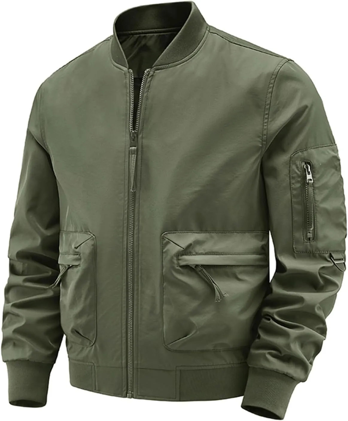 Finelylove Mens Flight Bomber Jacket Waterproof Military Windbreaker Windproof Fall Jackets Outdoor Soft Shell Jacket