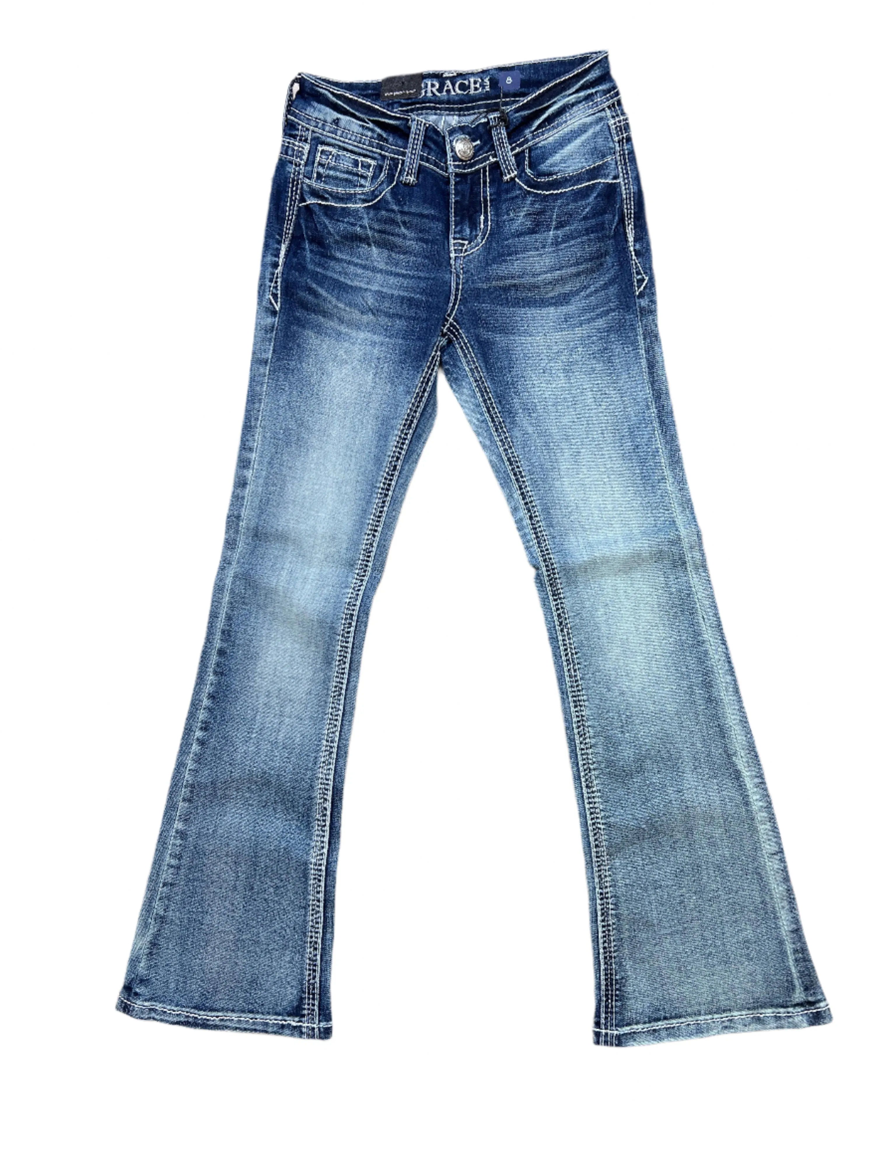 Grace in LA Girl's Embroidered Pocket Bootcut Jeans GB-61546