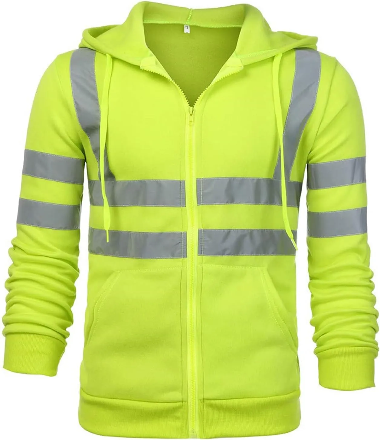 High Visibility Safety Sweatshirt Jackets for Men Class 3 Reflection Safety Hoodies Hi Vis Jackets Zip Hooded Pullover