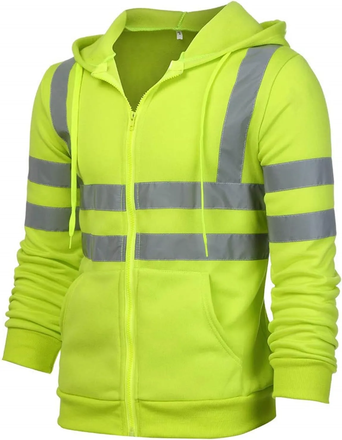 High Visibility Safety Sweatshirt Jackets for Men Class 3 Reflection Safety Hoodies Hi Vis Jackets Zip Hooded Pullover