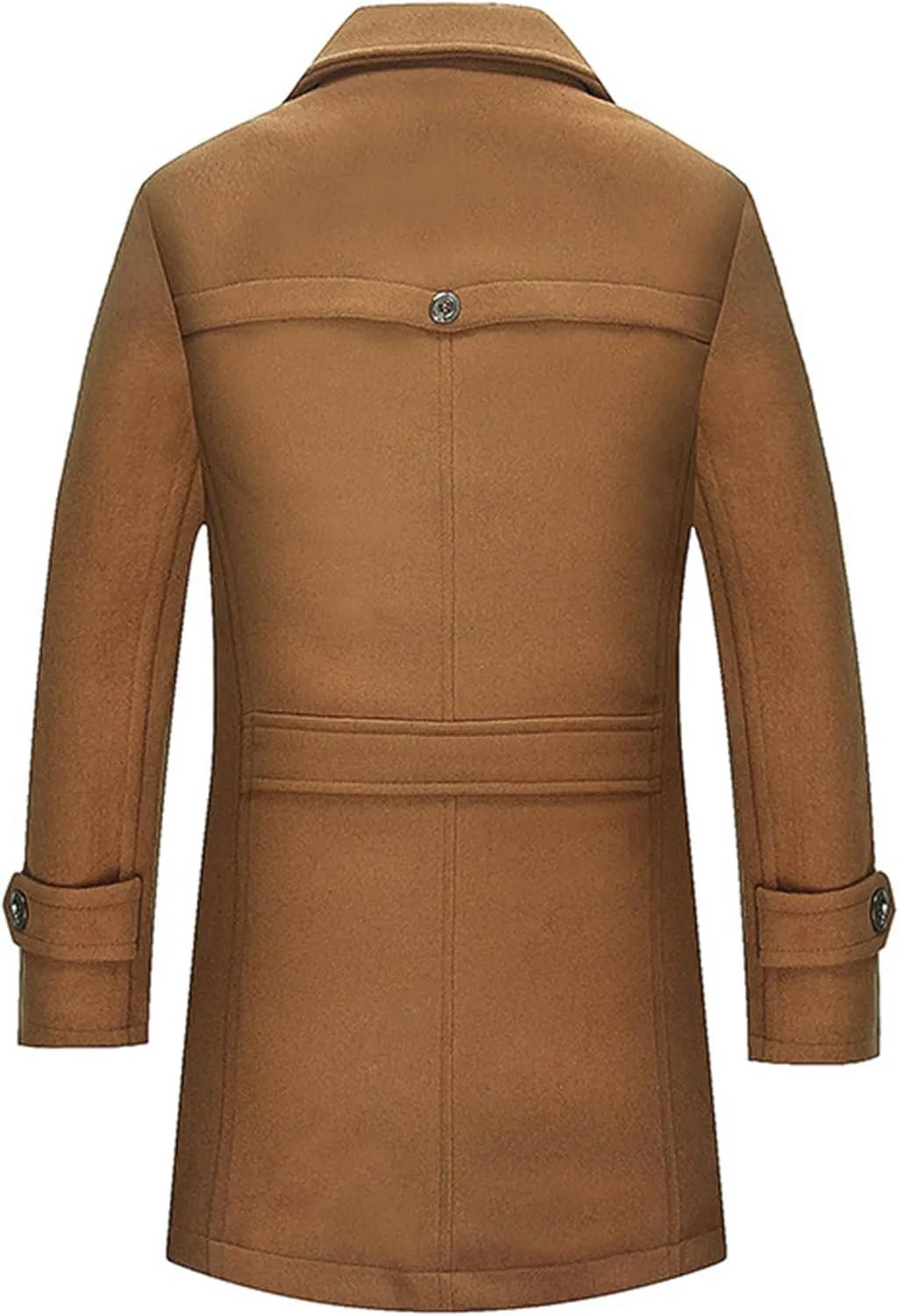 JEKE-DG Men's Winter Warm Wool Coats Slim Fit Single Breasted Trench Jacket Windproof Classic Overcoat Zipper Coat