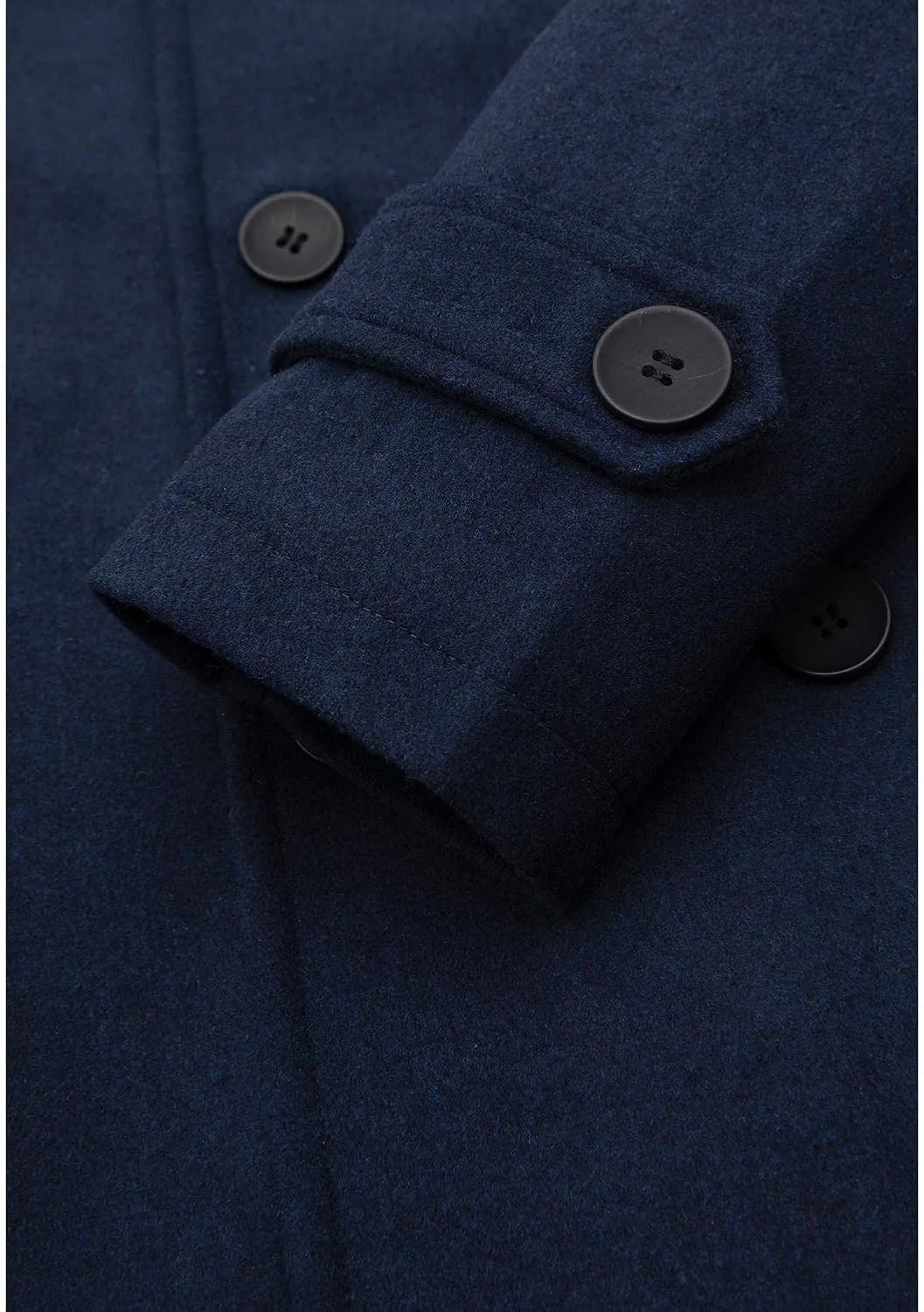Lisskolo Men's Wool Blend Double Breasted Pea Coat Classic Notched Collar Warm Woolen Coats Winter Outwear Jackets
