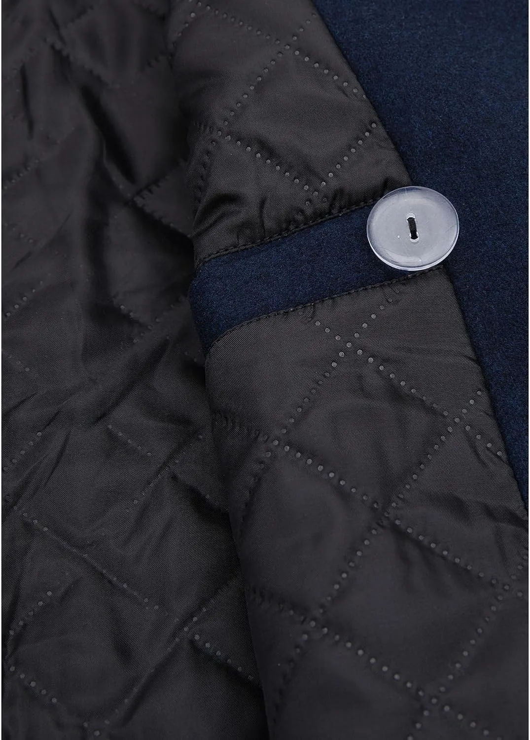 Lisskolo Men's Wool Blend Double Breasted Pea Coat Classic Notched Collar Warm Woolen Coats Winter Outwear Jackets