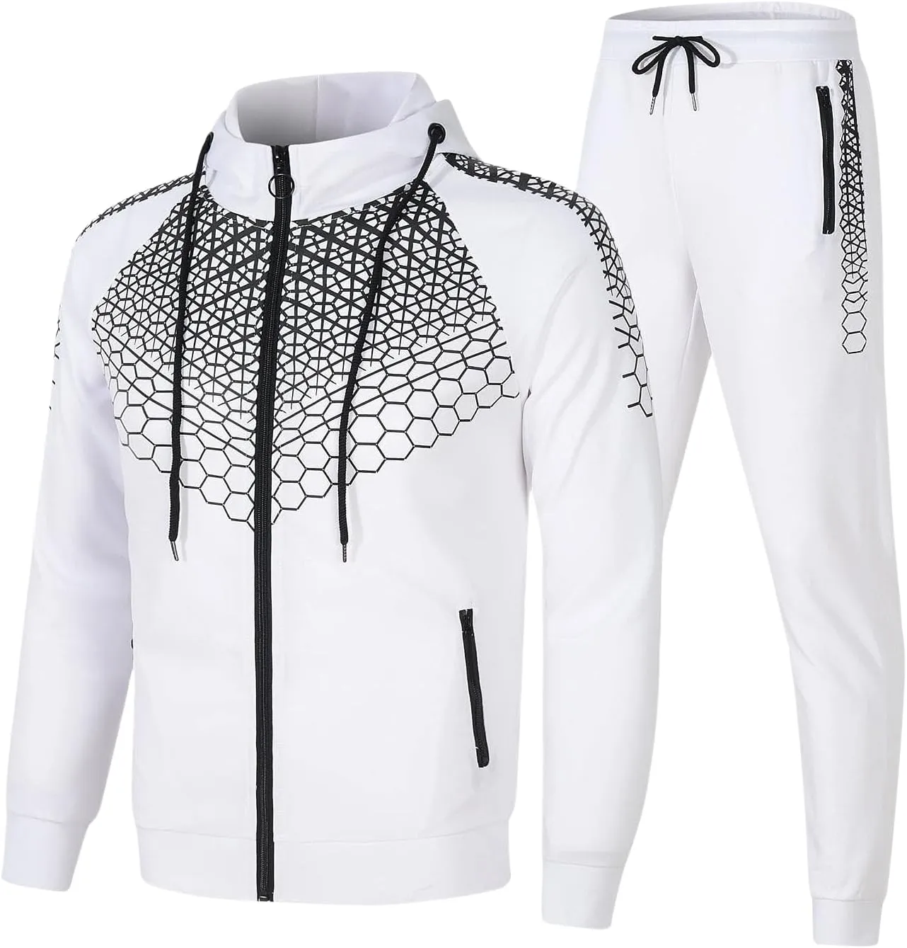 Mens 2 Piece Hoodie Tracksuits, Jogging Activewear Sets Long Sleeve Athletic Hoodies and Matching Sweatsuits