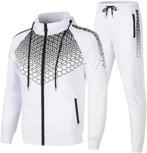 Mens 2 Piece Hoodie Tracksuits, Jogging Activewear Sets Long Sleeve Athletic Hoodies and Matching Sweatsuits