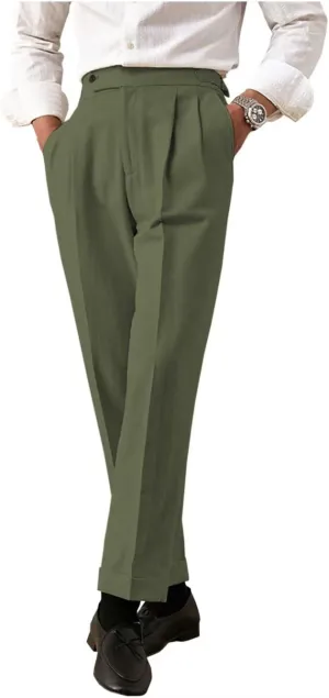 Men's Casual Linen Pants Slim Fit Summer Beach Dress Pants Lightweight Linen Trousers