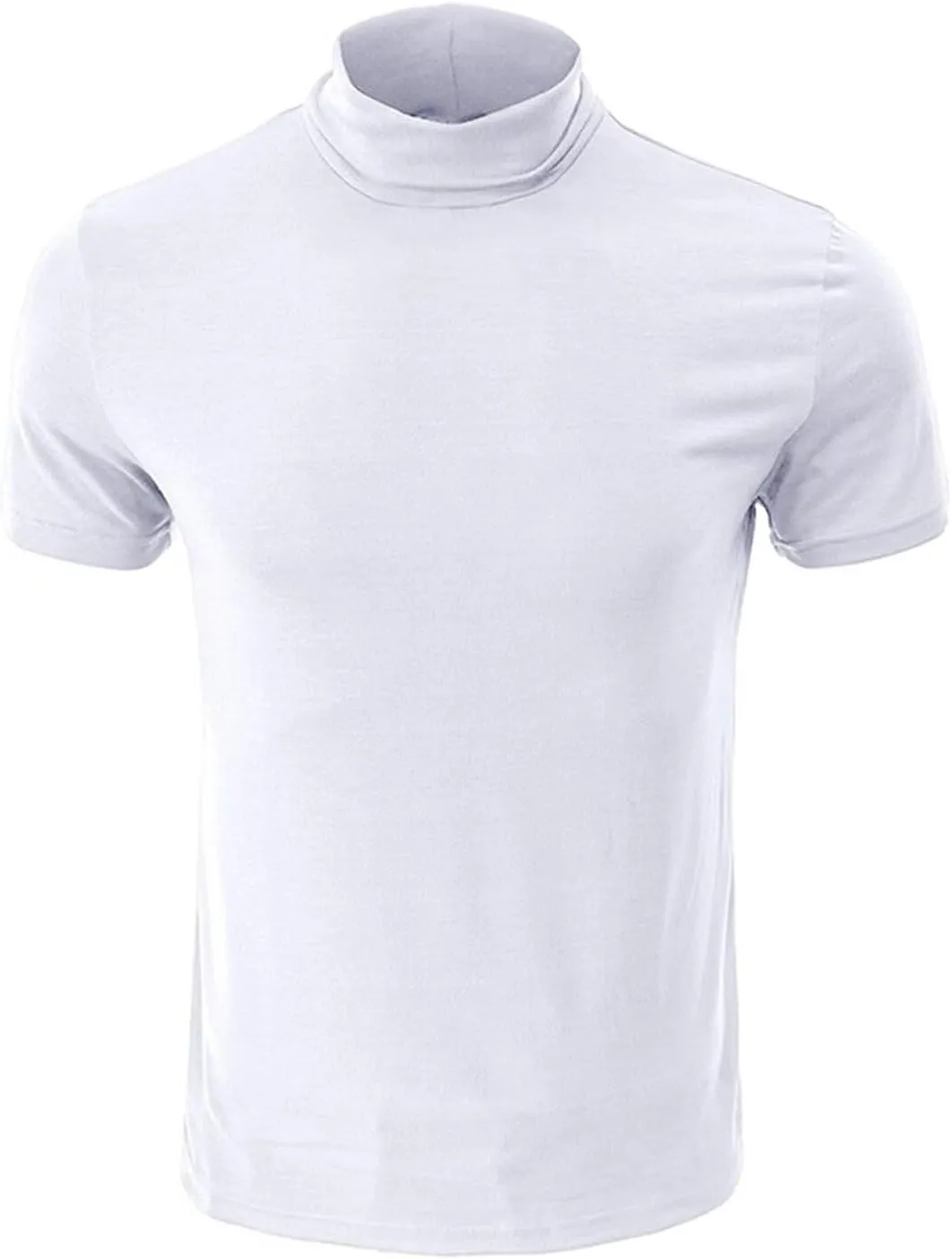 Men's Fashion Shirts Short Sleeve Mock Turtleneck T-Shirts Casual Undershirt Tops