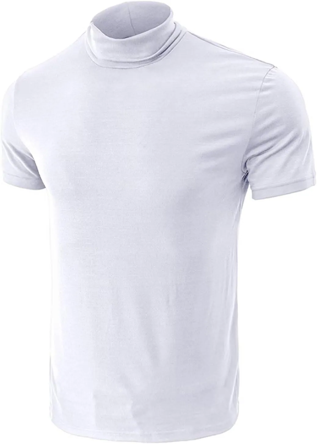 Men's Fashion Shirts Short Sleeve Mock Turtleneck T-Shirts Casual Undershirt Tops