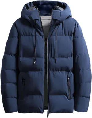 Men's Hooded 2023 Winter Coat Warm Puffer Jacket Thicken Cotton Coat with Removable Hood for Men Plus Size Windproof Outwear