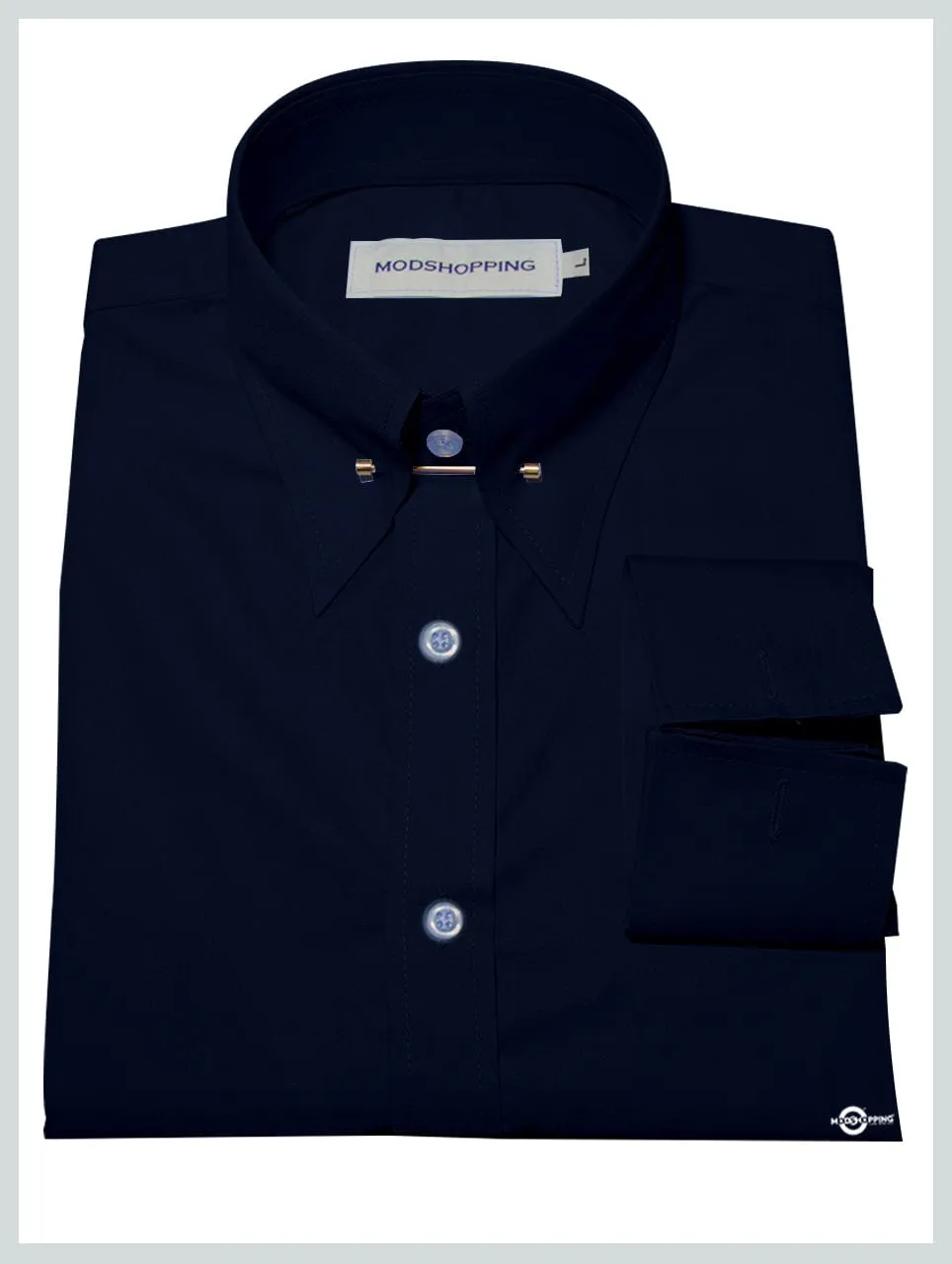 Navy Blue Pin Collar Shirt