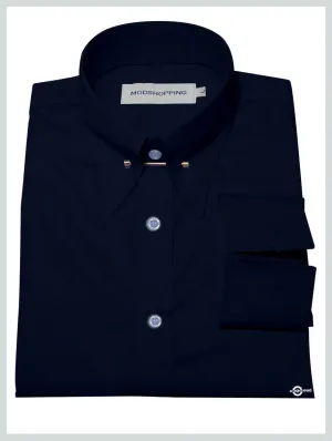 Navy Blue Pin Collar Shirt