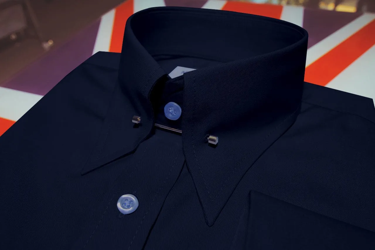 Navy Blue Pin Collar Shirt