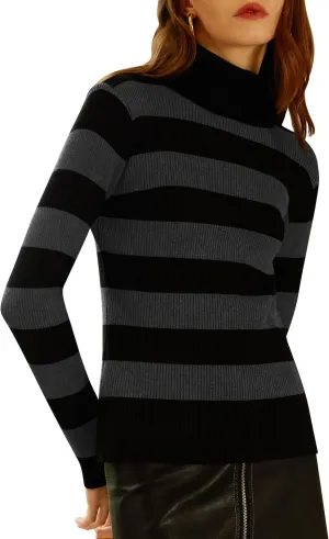 ninovino Women's Turtleneck Ribbed Long Sleeve Sweater Pullover Tops