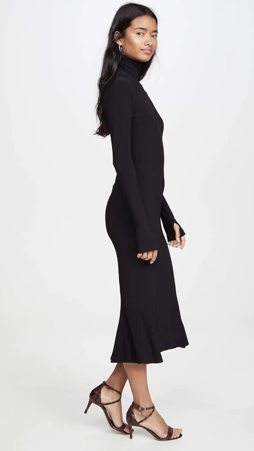 Norma Kamali Women's Long Sleeve Turtle Fishtail Dress to Midcalf