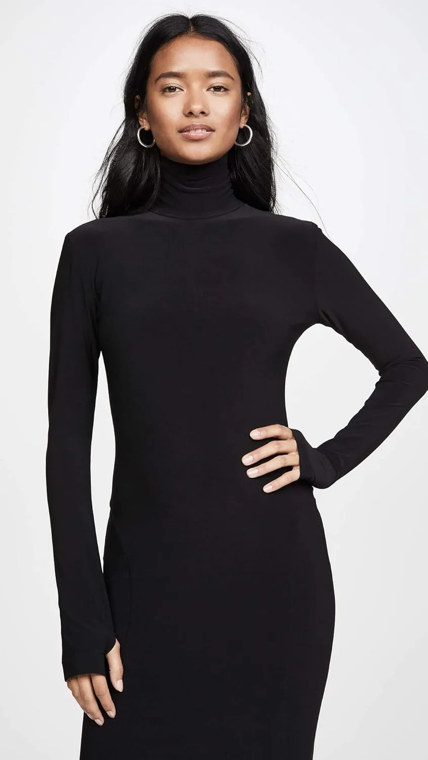 Norma Kamali Women's Long Sleeve Turtle Fishtail Dress to Midcalf