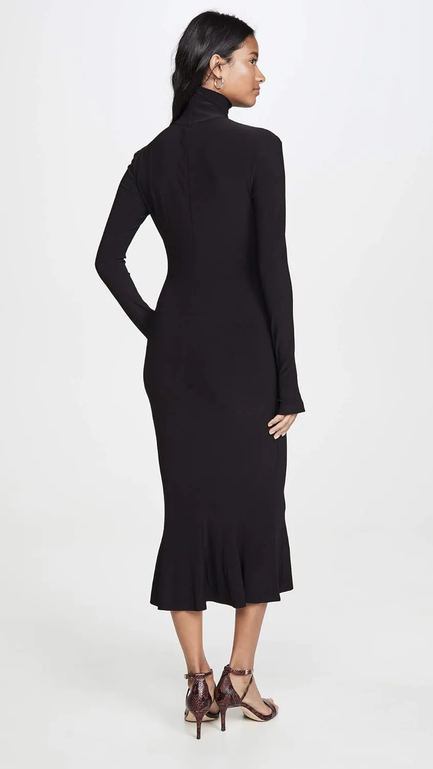 Norma Kamali Women's Long Sleeve Turtle Fishtail Dress to Midcalf