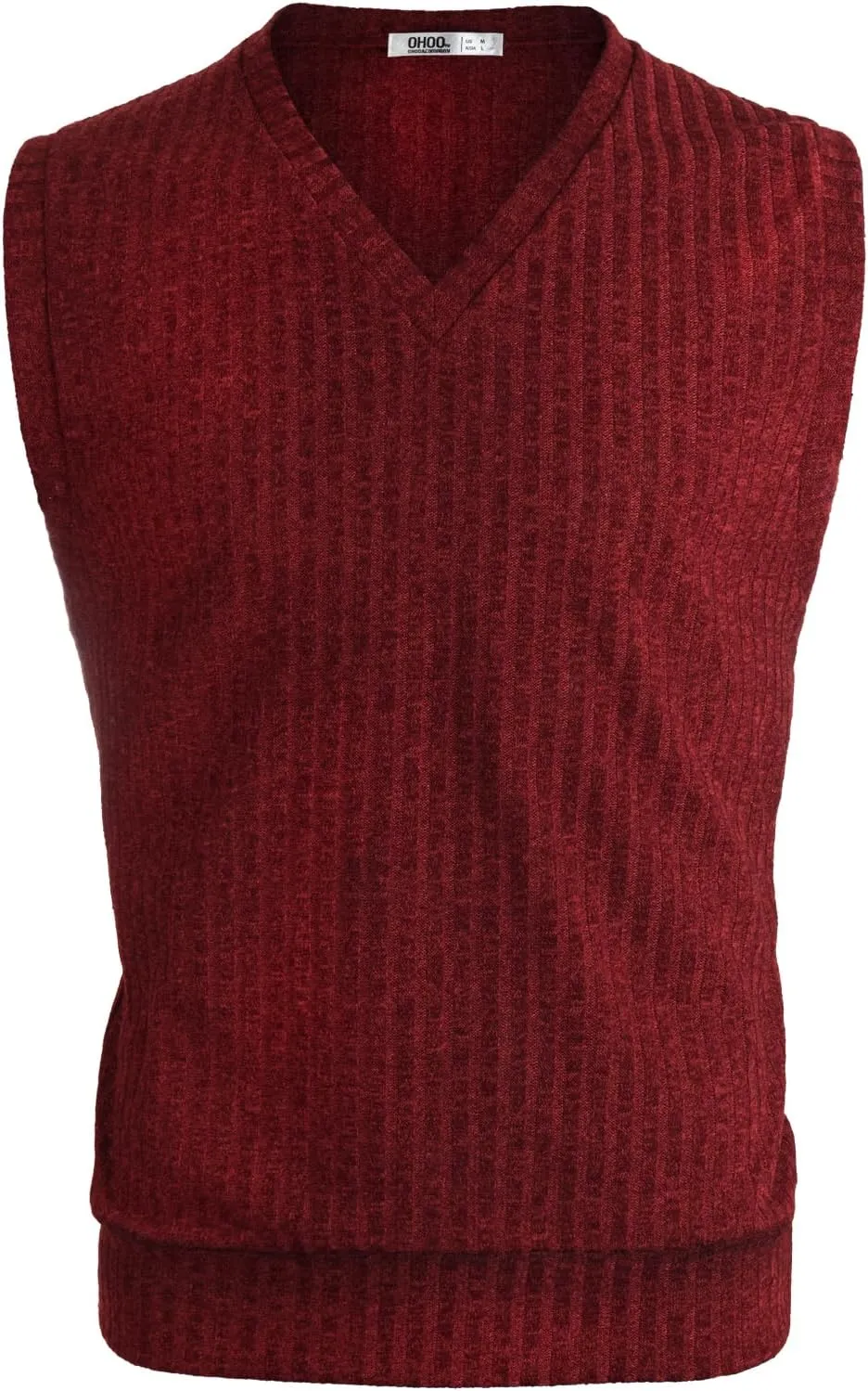 Ohoo Men's Cotton Blended Slim Fit Sweater Vest Knit V-Neck Sleeveless Pullover Sweater