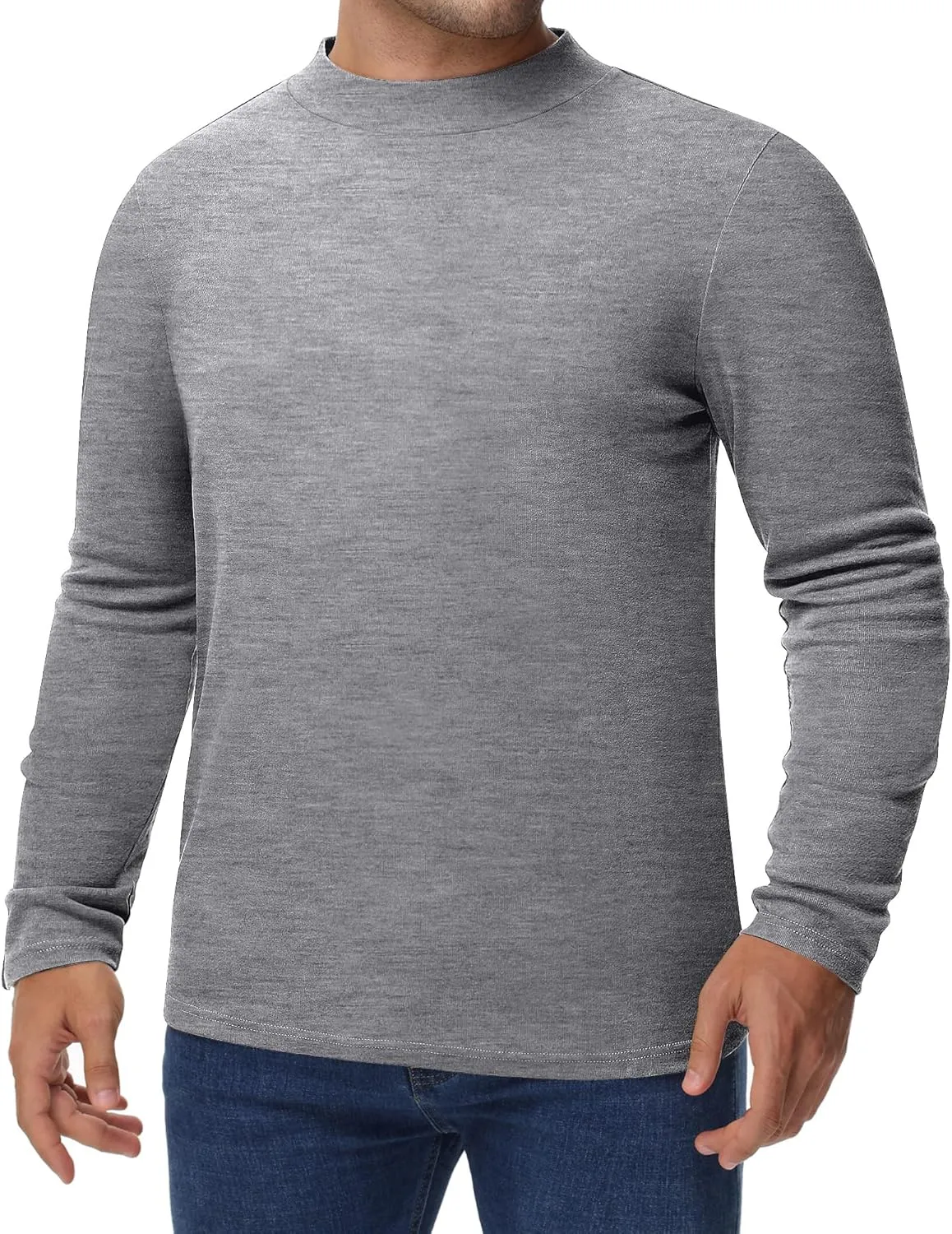 Riyiper 3 Pcs Men's Big and Tall Cotton Shirts Mock Turtleneck Long Sleeve Tops Loose Fit Plus Size Casual Basic Tees