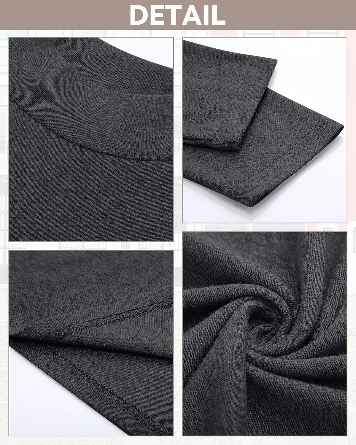 Riyiper 3 Pcs Men's Big and Tall Cotton Shirts Mock Turtleneck Long Sleeve Tops Loose Fit Plus Size Casual Basic Tees