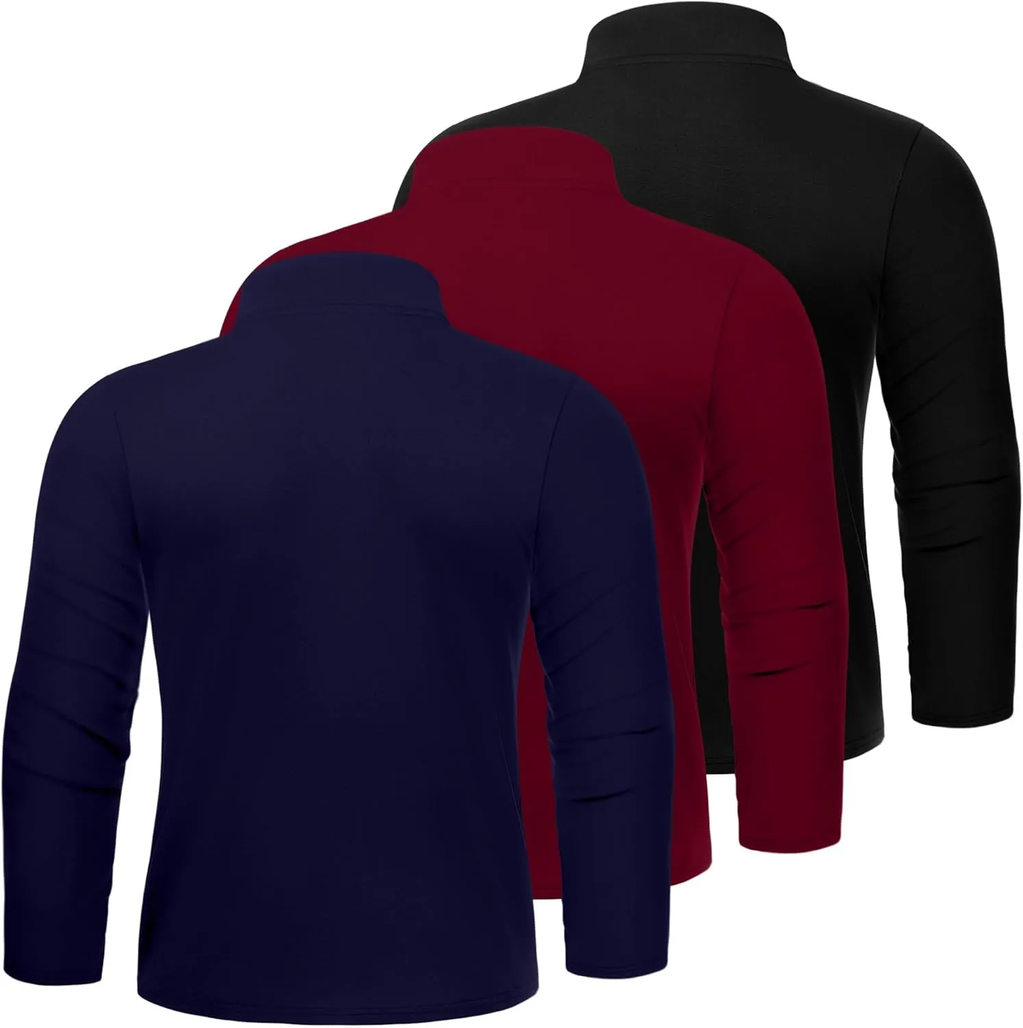 Riyiper 3 Pcs Men's Big and Tall Cotton Shirts Mock Turtleneck Long Sleeve Tops Loose Fit Plus Size Casual Basic Tees
