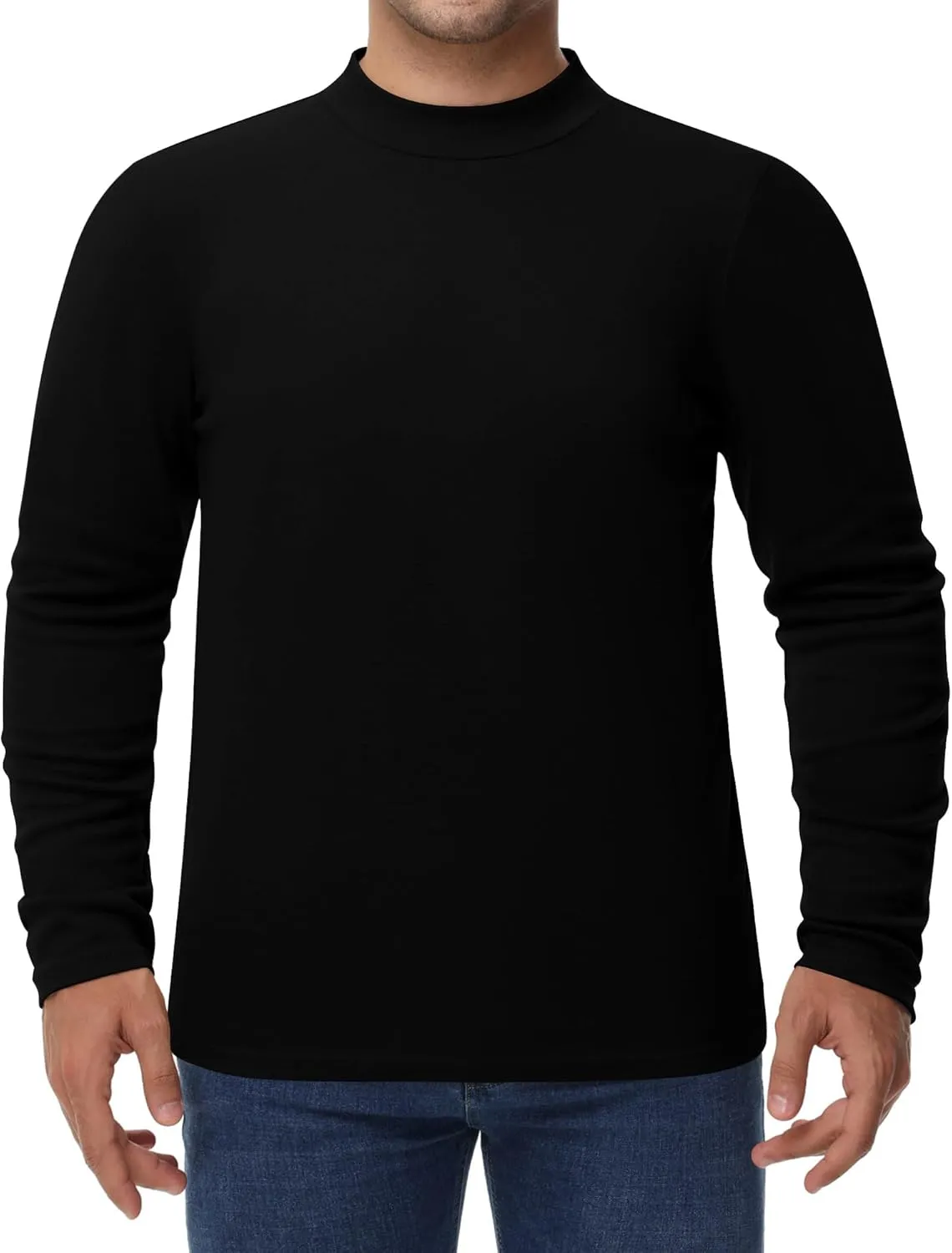 Riyiper 3 Pcs Men's Big and Tall Cotton Shirts Mock Turtleneck Long Sleeve Tops Loose Fit Plus Size Casual Basic Tees