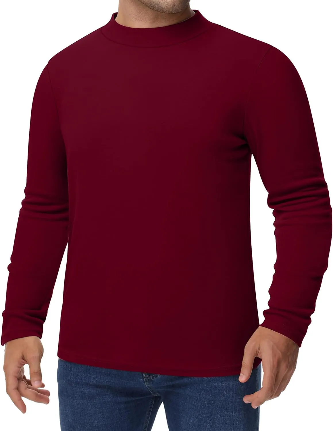 Riyiper 3 Pcs Men's Big and Tall Cotton Shirts Mock Turtleneck Long Sleeve Tops Loose Fit Plus Size Casual Basic Tees