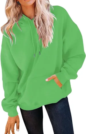 SHAOBGE Women's Casual Pink Cropped Oversized Long Sleeve Solid Hoodie Pullover Sweatshirt