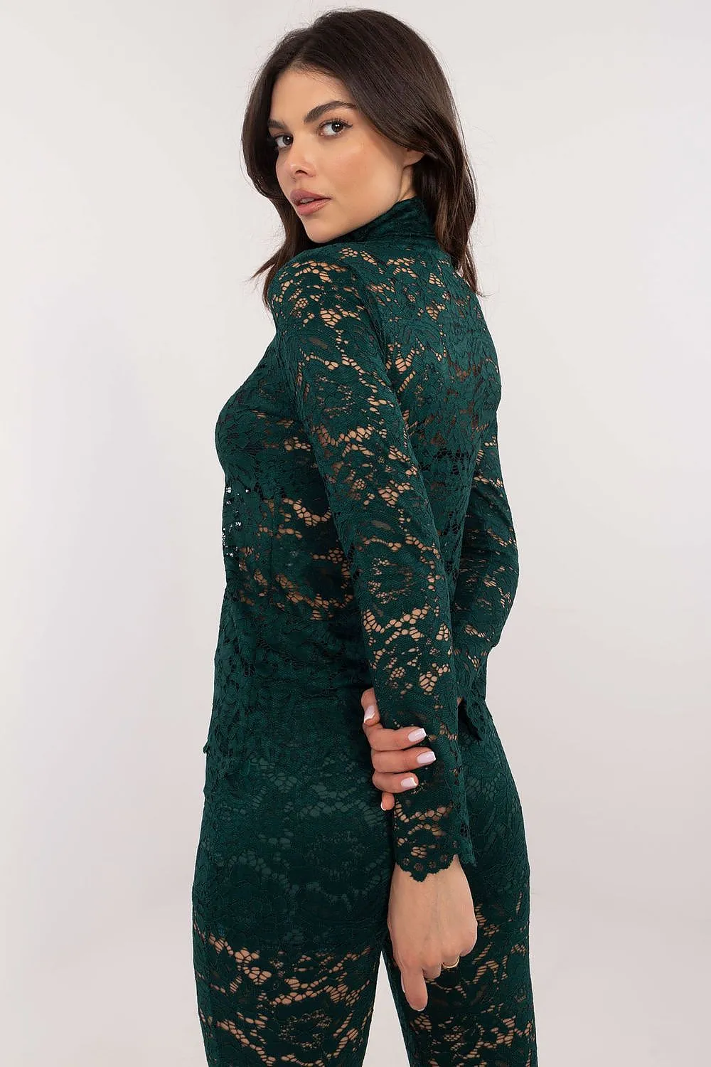 TEEK - Floral Mesh Turtleneck Blouse