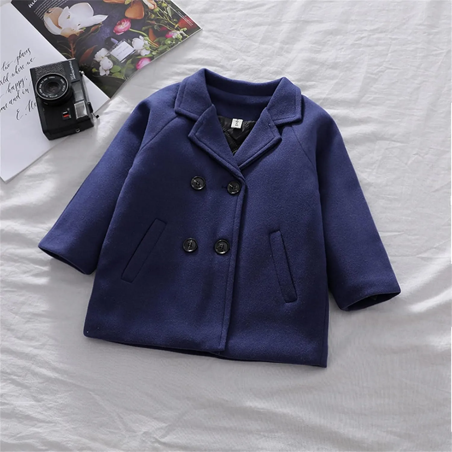 Toddler Boys Double Breasted Wool Coat Winter Warm Trench Coat Kids Jacket Outwear Clothes Elegant Kids Wool Collar Coat