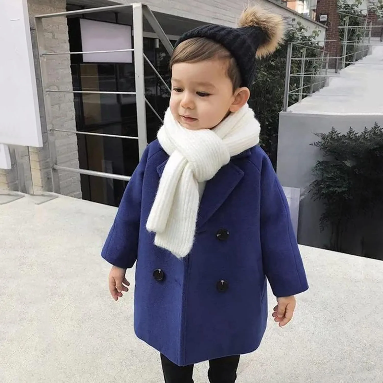 Toddler Boys Double Breasted Wool Coat Winter Warm Trench Coat Kids Jacket Outwear Clothes Elegant Kids Wool Collar Coat