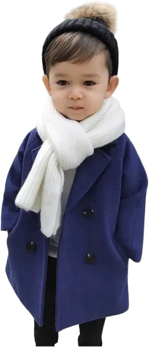 Toddler Boys Double Breasted Wool Coat Winter Warm Trench Coat Kids Jacket Outwear Clothes Elegant Kids Wool Collar Coat