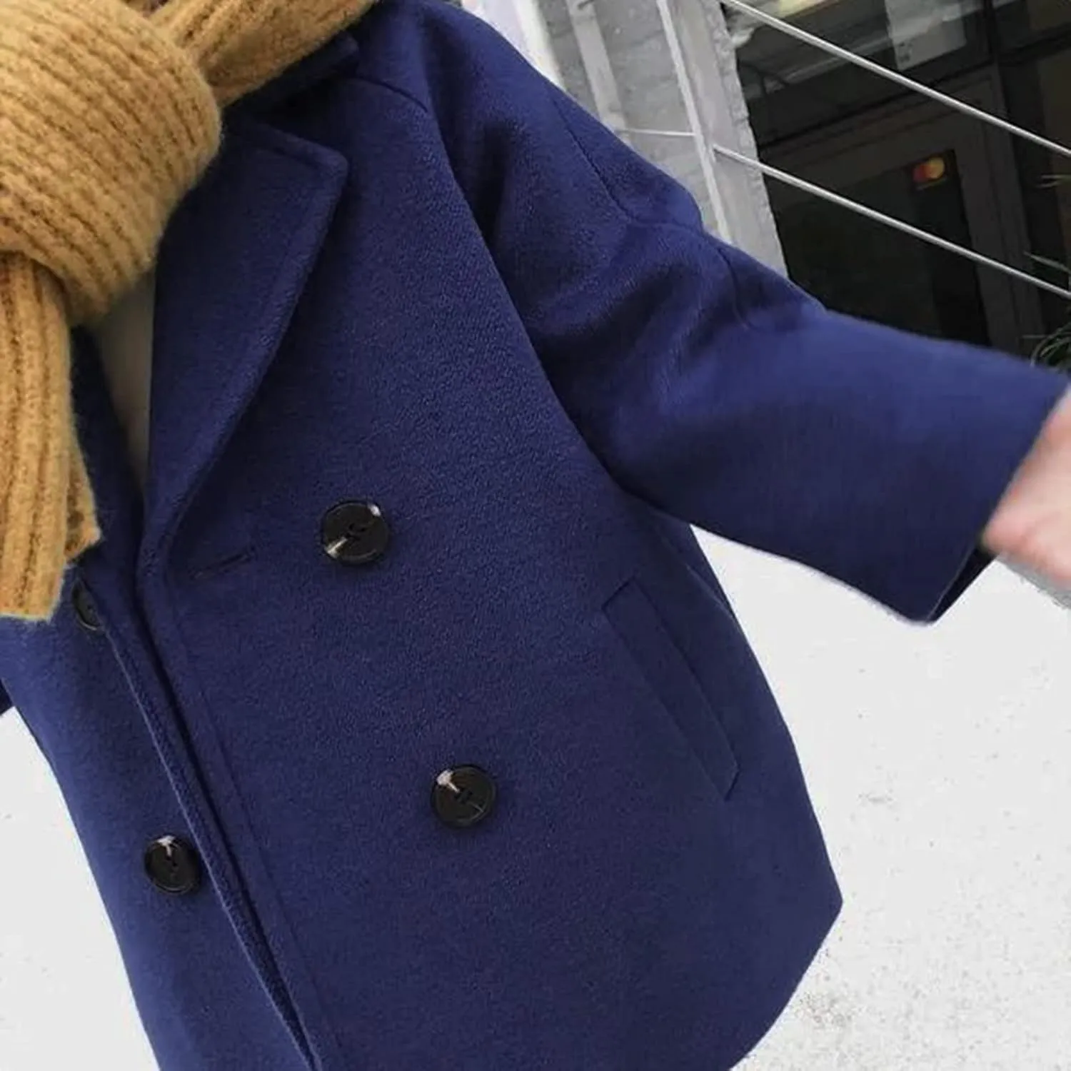 Toddler Boys Double Breasted Wool Coat Winter Warm Trench Coat Kids Jacket Outwear Clothes Elegant Kids Wool Collar Coat