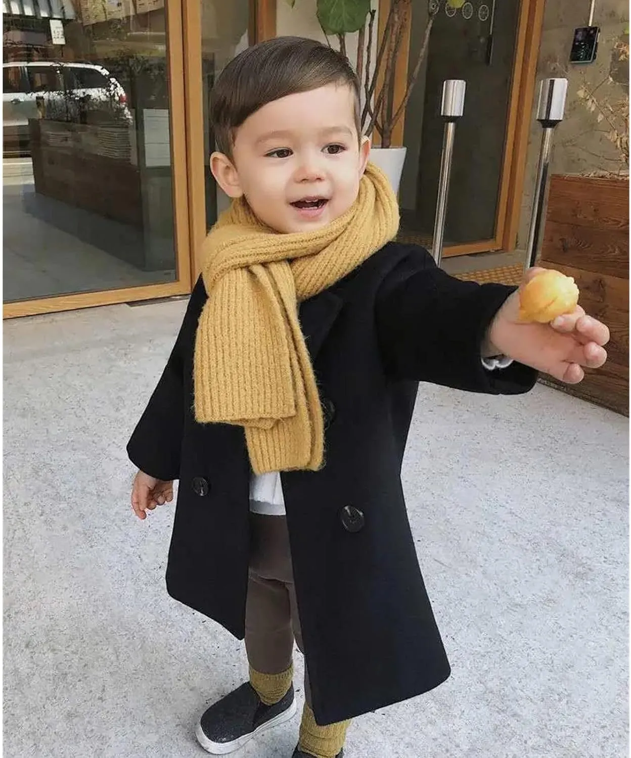 Toddler Boys Double Breasted Wool Coat Winter Warm Trench Coat Kids Jacket Outwear Clothes Elegant Kids Wool Collar Coat