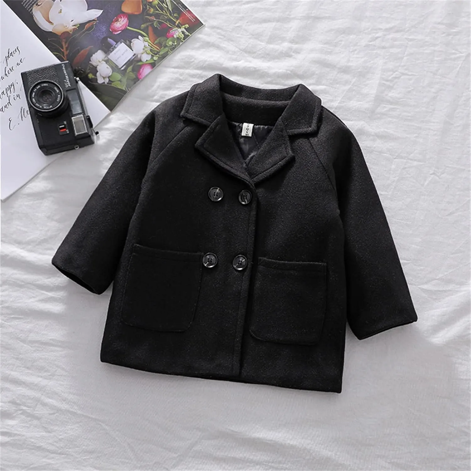 Toddler Boys Double Breasted Wool Coat Winter Warm Trench Coat Kids Jacket Outwear Clothes Elegant Kids Wool Collar Coat